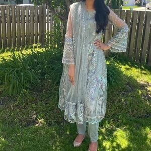 Jazmin Pakistani Mermaid color Dress with Dupatta and trouser